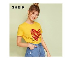 SHEIN LADIES SIMPLE ROUND NECK GRAPHIC PRINT T SHIRT | free-classifieds.co.uk - 1