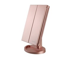 DeWEISN Tri-Fold Lighted Vanity Makeup Mirror Mirror,Touch Sensor Switch,(Rose Gold) | free-classifieds.co.uk - 2