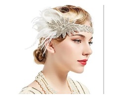 BABEYOND Vintage 1920s Flapper Headband Roaring 20s Great Gatsby Headpiece With Feather | free-classifieds.co.uk - 1