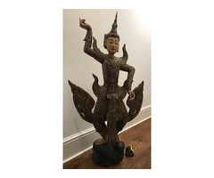 Big Lovely Wooden Statue of a Dancing Indonesian Figure