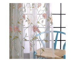 Buy Fragrance Blue Branch Embroidered Voile Curtains Online | free-classifieds.co.uk - 2