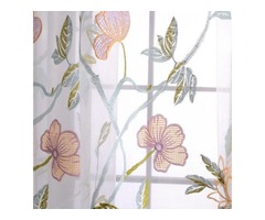 Buy Fragrance Blue Branch Embroidered Voile Curtains Online | free-classifieds.co.uk - 3