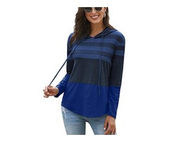 GOLDPKF Striped Color Block Hoodies for Womens Long Sleeve Pullover Sweatshirts - 1