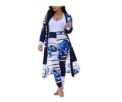 Womens Floral Print Long Sleeve Cardigan Cover up Long Pants 2 Piece Outfits Set | free-classifieds.co.uk - 1
