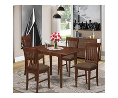 5 Pc Kitchen nook Dining set – Table with a 12in leaf and 4 Dining Chairs - 1