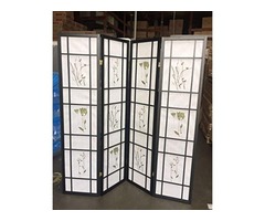 4 Panel Room Divider Coaster Oriental Floral – Black/Cherry/Natural By SQUARE FURNITURE | free-classifieds.co.uk - 1