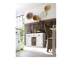 NovaSolo Halifax Contrast Pure White Mahogany Wood Sideboard Dining Buffet With Storage, 3 Drawers A | free-classifieds.co.uk - 1