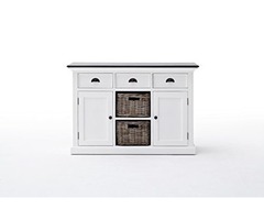 NovaSolo Halifax Contrast Pure White Mahogany Wood Sideboard Dining Buffet With Storage, 3 Drawers A | free-classifieds.co.uk - 2