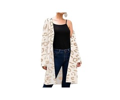 Angashion Women’s Long Sleeves Leopard Print Knitting Cardigan Open Front Warm Sweater Outwear Coats | free-classifieds.co.uk - 1