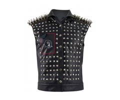 "Happy Christmas" Men's Metal Studs Leather Vest | free-classifieds.co.uk - 2