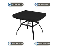 Square Table Top Covers 18 OZ - 100% Weather Resistant Outdoor Table Cover with Elastic for Snug Fit - 2