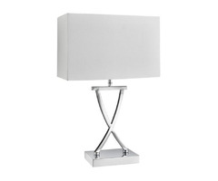 White Rectangle Silver table lamp - 1