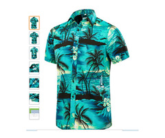  EUOW Men's Hawaiian Shirt Short Sleeves Printed Button Down Summer Beach Dress Shirts | free-classifieds.co.uk - 1
