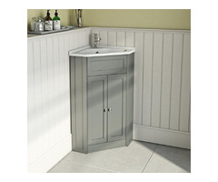 Camberley satin grey corner floorstanding vanity unit and ceramic basin | free-classifieds.co.uk - 1