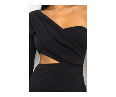 Black One Shoulder Draped Detail Maxi Dress - Allyn Fashion | free-classifieds.co.uk - 3