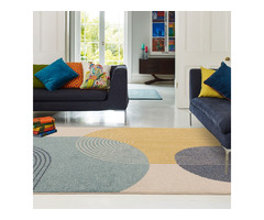 Buy Muse MU15 Blue Retro Abstract Rug by Asiatic | free-classifieds.co.uk - 1
