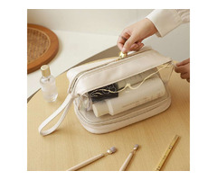 Double Layer Cloud Transparent Steel Wire Cosmetic Travel Airport Bag | free-classifieds.co.uk - 1