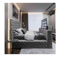 TV Bed with Integrated Media Console 