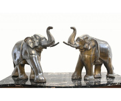 Exquisite pair of antique bronze Indian elephants from 1930